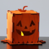 Painted orange wooden jack-o-lantern